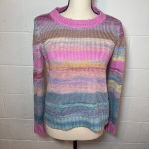 Loft Pastel Rainbow Spacedye Women's Crewneck Sweater
